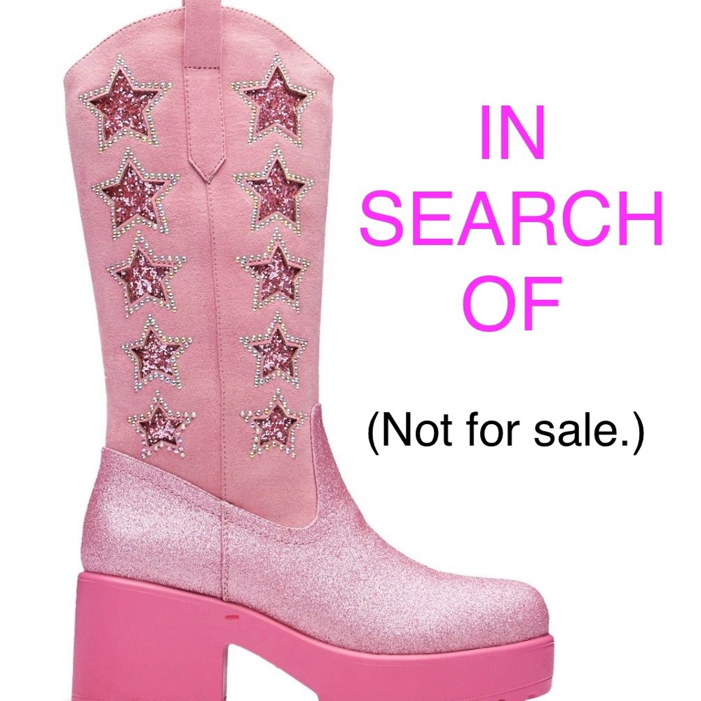 Koi Pink Glitter Star Heeled Boots